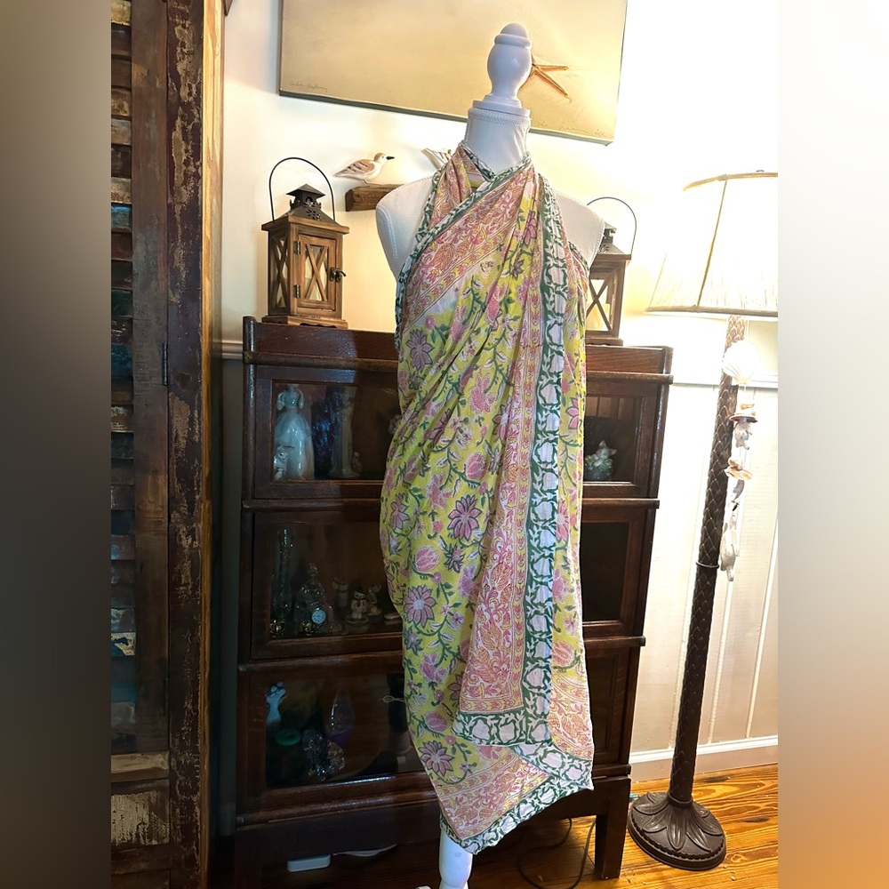NWOT Hand Block Printed 100% Cotton Wrap/Sarong